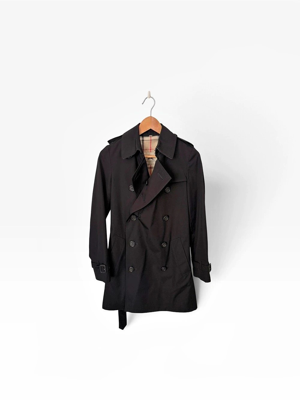 Burberry London Short Double-Breasted Trench Coat Black